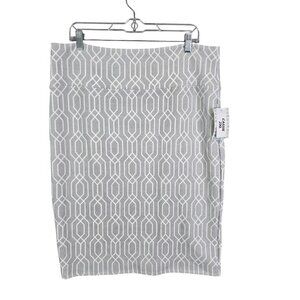 Womens Lularoe Gray White Geometric Cassie Pencil Skirt Polyester Stretch 2XL